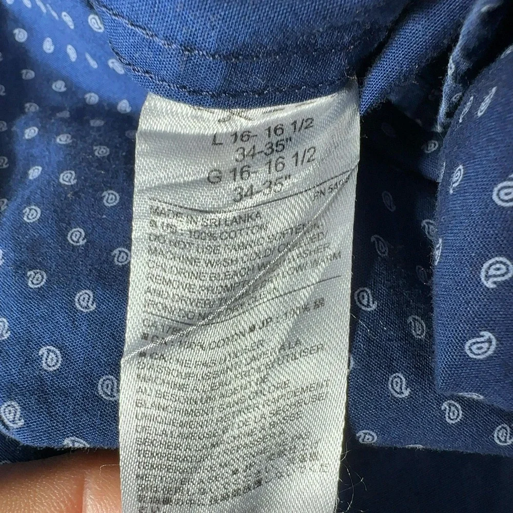 Banana Republic Button Up Mens L Blue‎ Paisley Non-Iron Standard Fit Cotton